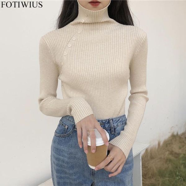 

2020 осень зима свитер женщин трикотажные ребристые пуловер свитера с длинным рукавом тонкий основные белье перемычка прицепные femme, White;black