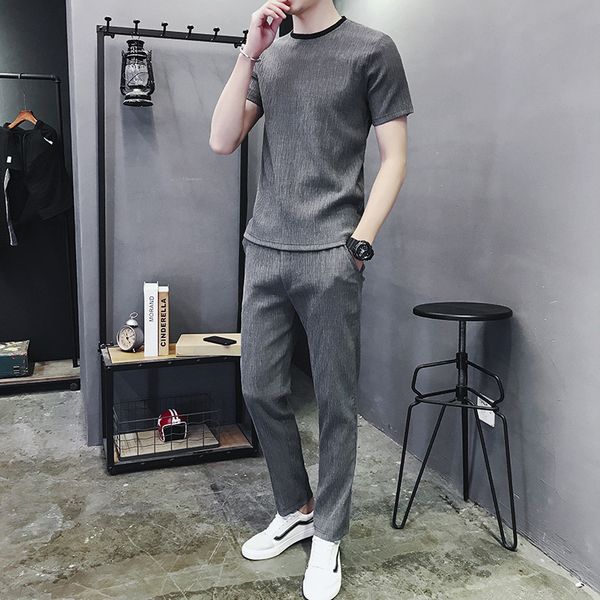 

mens designer short sleeve t-shirt suit trend sports and leisure suit two-piece, White;black