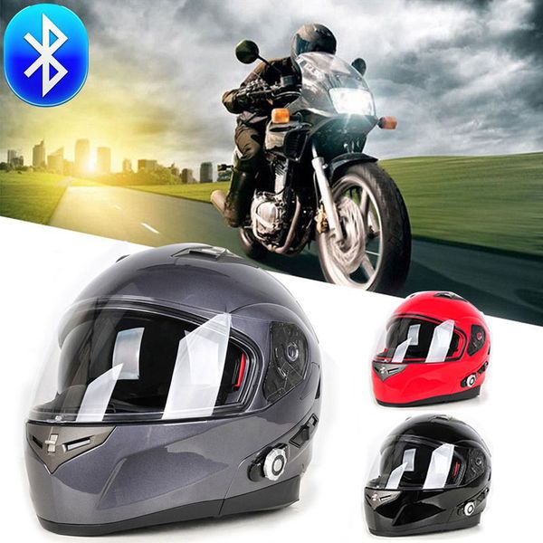

motorcycle bluetooth helmet dual visor full face flip up built-in intercom 500m+fm audio motocross street bike racing road
