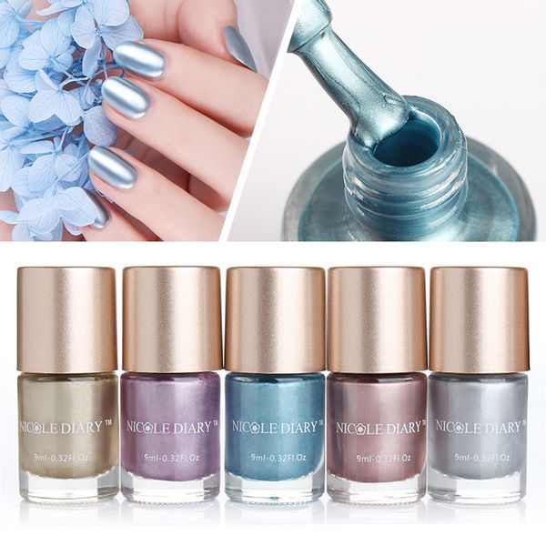 

nicole diary metallic nail polish varnish 9ml mirror effect metal polish nail art lacquer 5 colors available