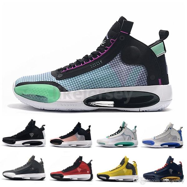 

new jumpman xxxiv 34 men basketball shoes 34s triple white black eclipse blue void green bred mens sports sneakers size 40-46