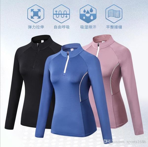 

5 цветов женские кофты спорт с длинным рукавом фитнес бег йога свитер высокая стрейч колготки быстросохнущие стенд воротник толстовка для же, White;black