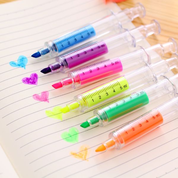 

cute kawaii novelty nurse needle syringe shaped highlighter marker marker pen stationery school supplies dhl 542, Black;red