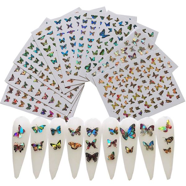 

selling popular nail simulation thin sticker laser butterfly nail sticker adhesive butterfly sticker nail art, Black
