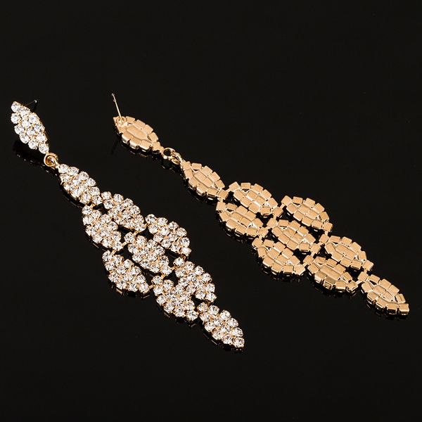 

style zircon rhombus type exaggeration will ear nail star temperament crystal earrings, Golden