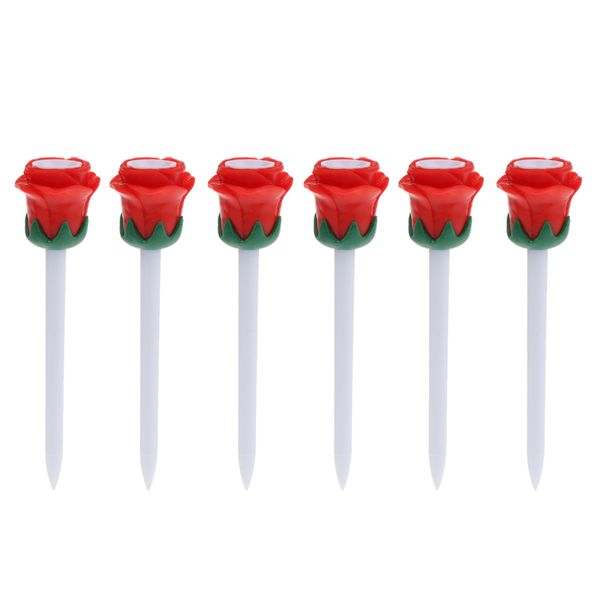 

6 pieces plastic rose flower golf tees golfer training tool random color