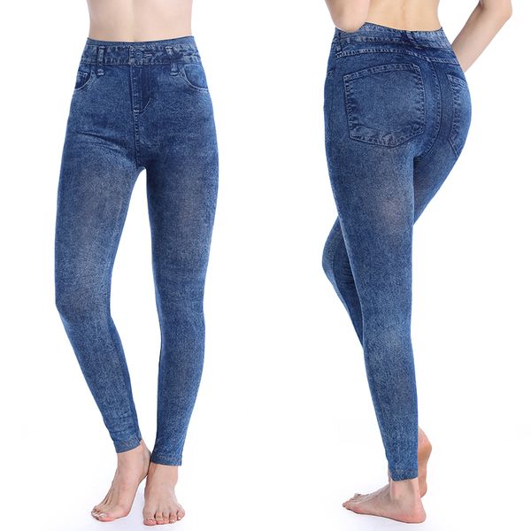 

lelinta jeans женские имитационные джинсы леггинсы тонкий эластичный карандаш брюки повседневные tightsspring новая мода отверстия ретро джи, Blue