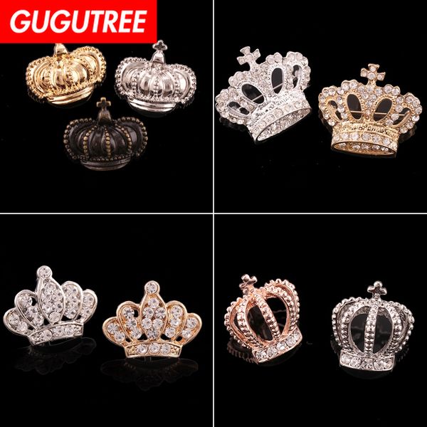 

gugutree brooch breastpin crown patch metal patches badges applique patches for clothing hh-34, Black