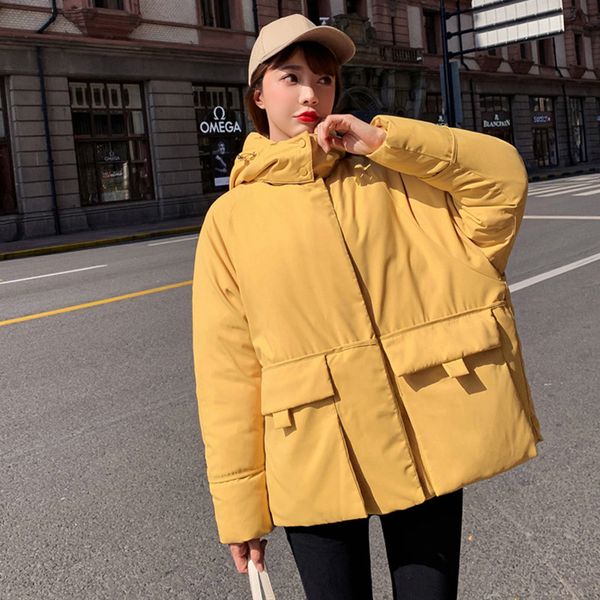 

2019 down jacket new style workwear cotton coat women's thick short loose-fit bf cotton-padded clothes down coat ins, Blue;black