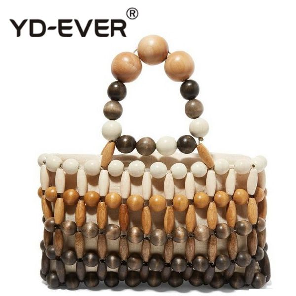 

wooden beads handmade bags design women beaded handbag girls mini summer beach totes canvas lining dropshipping flap purse