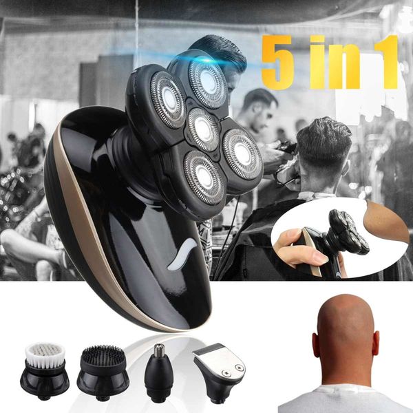 

5 in 1 4d rechargeable bald head electric shaver wet&dry use waterproof multipurpose shaver