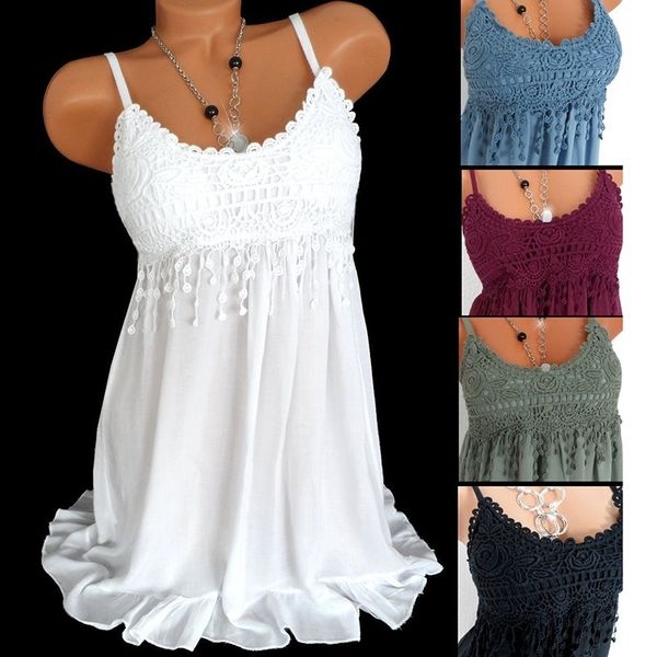 

women lady summer sleeveless blouse lace vest tank shirt, Black;gray