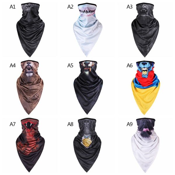 

long section ice quick-drying triangle scarf animal mask hood mask sunscreen breathable men and women outdoor collar riding, Black