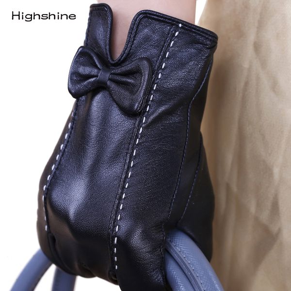 

touchscreen gloves female genuine leather pure sheepskin short style black european version slender fingers woman gloves, Blue;gray