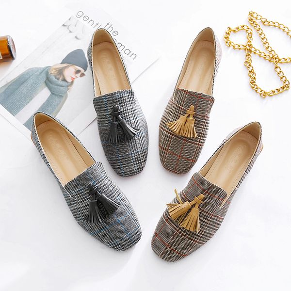 

2019 fashion women's square toe female shoe casual woman platform shoes modis new dress rubber leisure faux fur basic checkered, Black