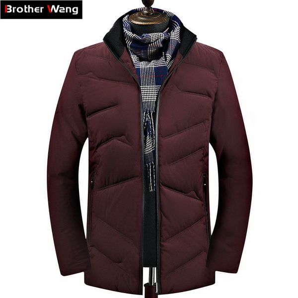 

2019 winter new men's parka jacket fashion casual standing collar slim fit warm thick coat male outwear brand clothing, Black
