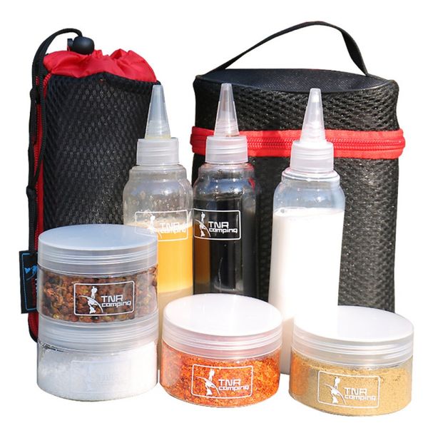 

condiment for bbq sause container plastic spice jar outdoor camping bottles set with organize carry storage bag