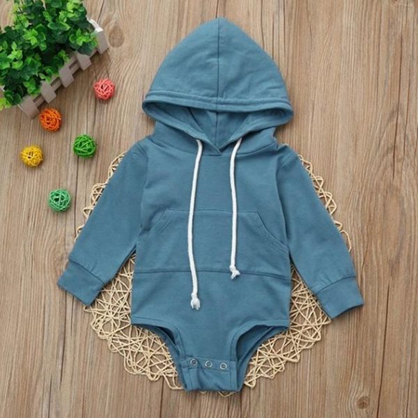

newborn baby rompers kids long sleeve soft hooded rompers for children boys girls clothing, Blue