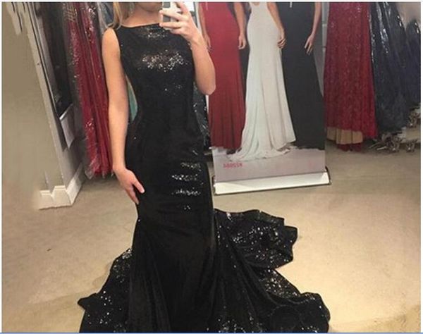 

shinning black mermaid prom dresses sequined sleeveless count train cocktail party dress custom made zipper homecoming dress cheap, Red