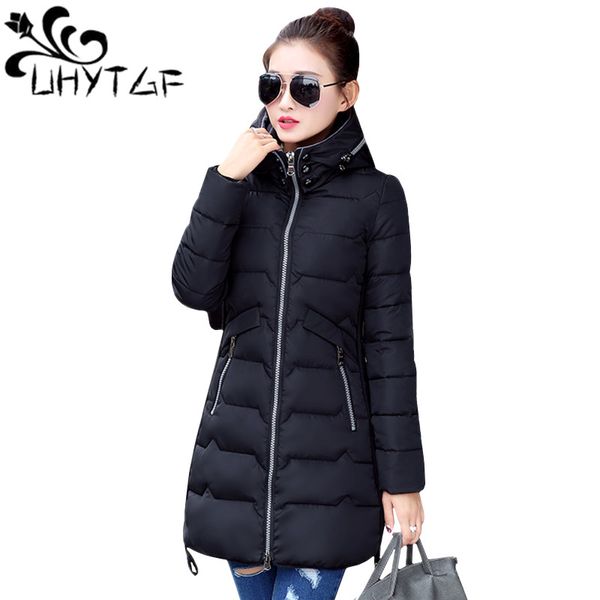 

uhytgf plus size down jacket women wadded clothing female winter jacket cotton slim parkas ladies hooded coats -7xl 138, Black