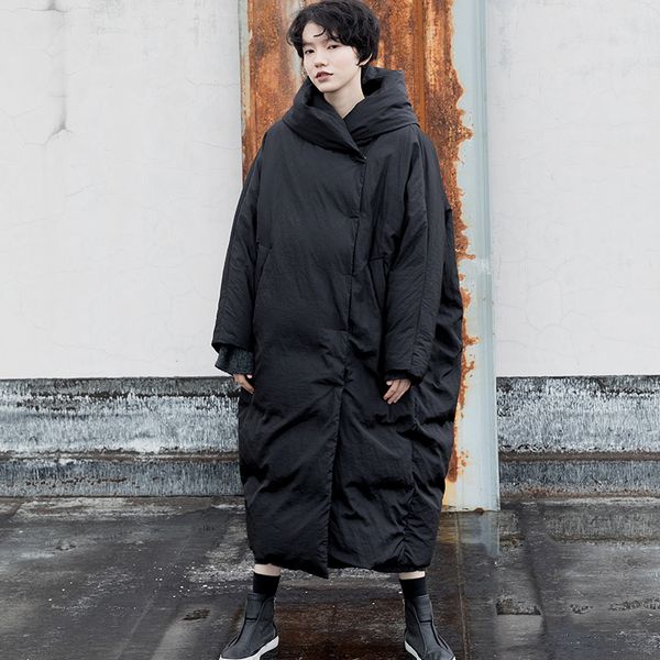 

irinay217 2018 new collection women clothing thick casual long oversize hooded jacket winter coat white duck down, Black