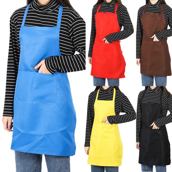 

men women adjustable waist barber sleeveless cooking bib kitchen bbq chef dining room home anti oil with pocket waterproof apron