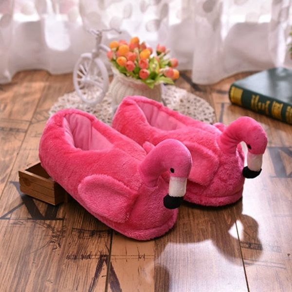 

winter women indoor slippers flamingo mules fur plush warm slippers platform cartoon slip on home slippers 2022w mx200425, Black