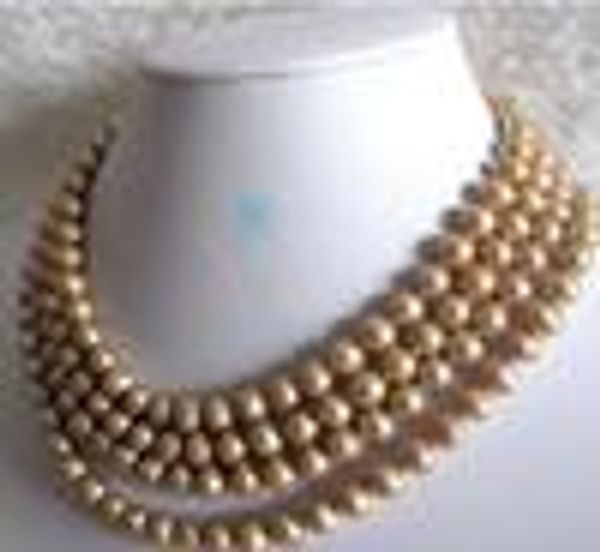 

gt;>64"-8-9mm champagne freshwater pearl necklace cultured jewelry, Black