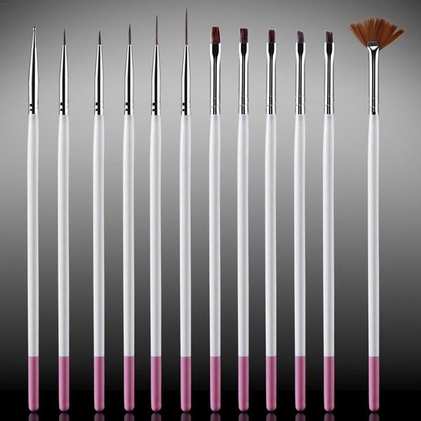 

12pcs nail pen art design painting dotting detailing pen brushes nail art tools nails accessoires dotting tool, Silver