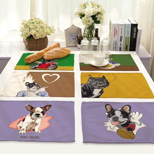 

cammitever 18 design lovely dog rectangle place mat heat resistant non slip table mats heat-insulated kitchen tableware placemat