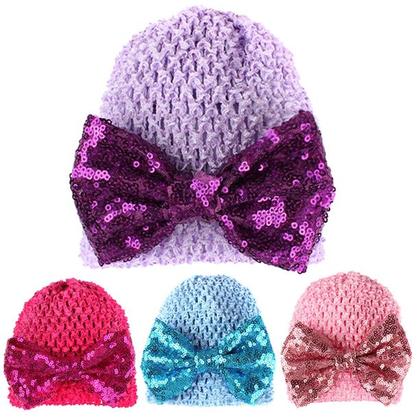 

2020 newborn cute baby hat дети хлопок caps блесток лук вязаную шапочку девочек для мальчиков шапки фото реквизит шапочки аксессуары, Yellow