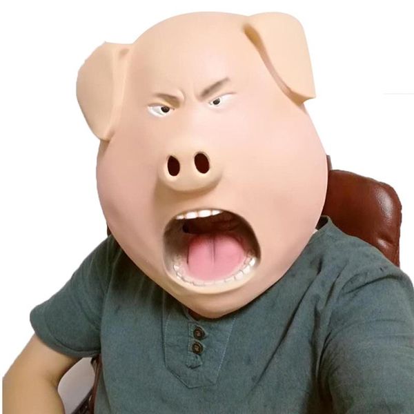 

creepy pig head latex mask theater prank prop crazy party masks halloween costume carnival mask for anonymous mardi