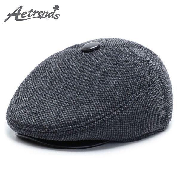 

aetrends] winter woolen felt newsboy cap with ear flaps gatsby ivy collection classic newsboy cabbie dad hat size s//l z-10061, Blue;gray