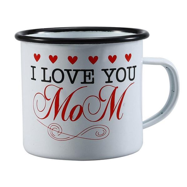 

simple enamelware rolled side milk cup, mother's love, home coffee mugs