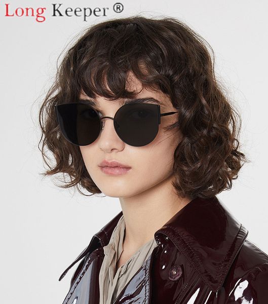 

longkeeper cat eye sunglasses women men sun glasses shade female eyewear eyeglasses metal frame clear lens uv400 fashion drive, White;black