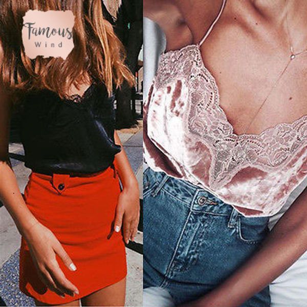 

womens fashion blouse summer lace sleeveless velvet tank shirt off shoulder v neck lace new hot, White