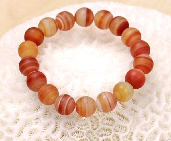 

natural striped grit round bead bracelet for men and women 10mm, Black