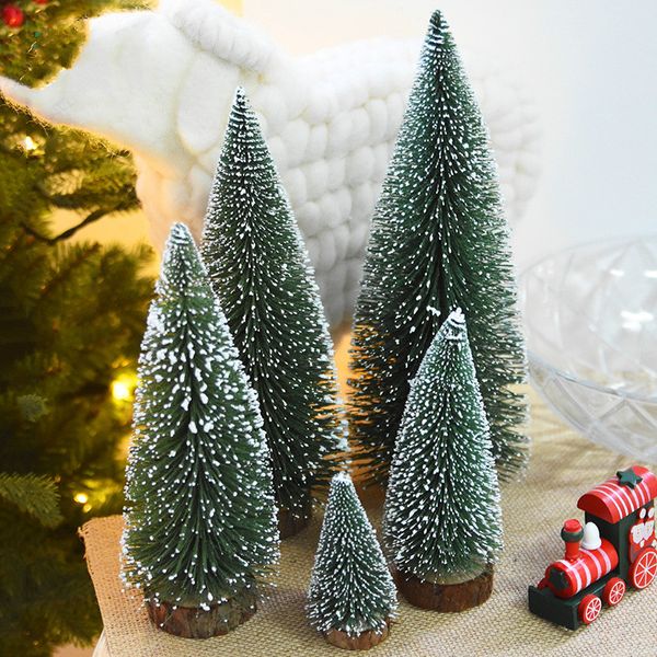 

10pc 10cm mini snow christmas tree stick white cedar desksmall christmas tree decoration supplies