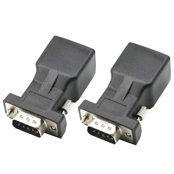 

2 pieces db9 rs232 male to rj45 female adapter com port to lan ethernet port converter