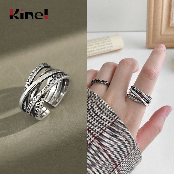 

kinel vintage personality korean 925 sterling silver index finger ring punk party fashionable woman jewelry open ring, Golden;silver