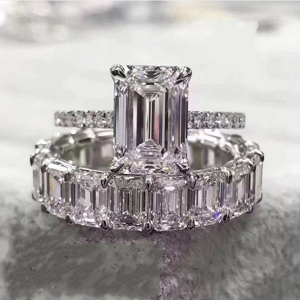 

size 5-10 couple rings luxury jewelry 925 sterling silver princess cut white z cz diamond gemstones party women wedding bridal ring set