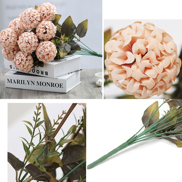 

2019 new arrival european chrysanthemum ball flower bouquet artificial silk flower ball wedding party decorative flower