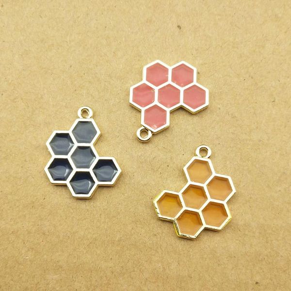 

10шт / lot 16x20mm эмаль шарм honeycomb charm для изготовления ювелирных изделий и ремесло серьги ccarm мода подвеска, Bronze;silver
