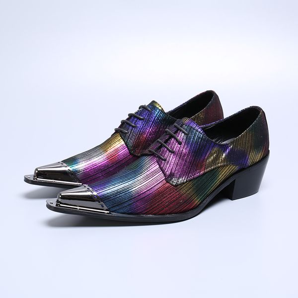 

colorful fashion mens casual leather shoes printed genuine leather pointed iron cap toe slip on leisures men shoes, Black