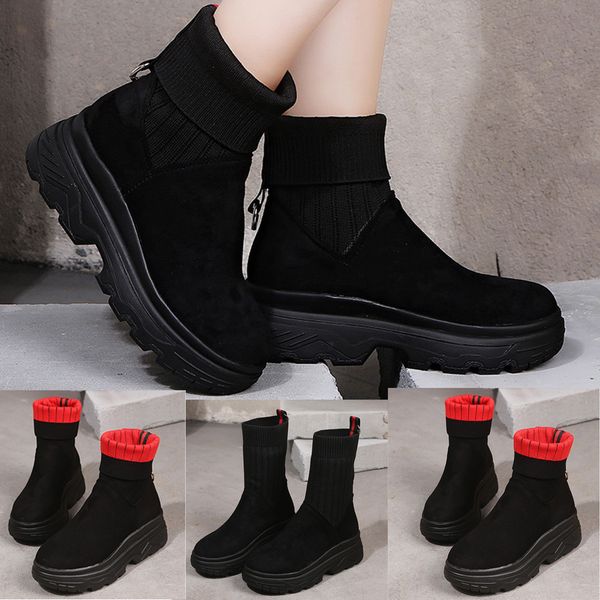 

new fashion rubber boots for women mixed colors platform boots slip-on round toe party casual zapatos mujer 2019, Black