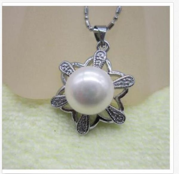 

genuine natural11-12mm white south sea pearl pendant 17-18inch, Silver