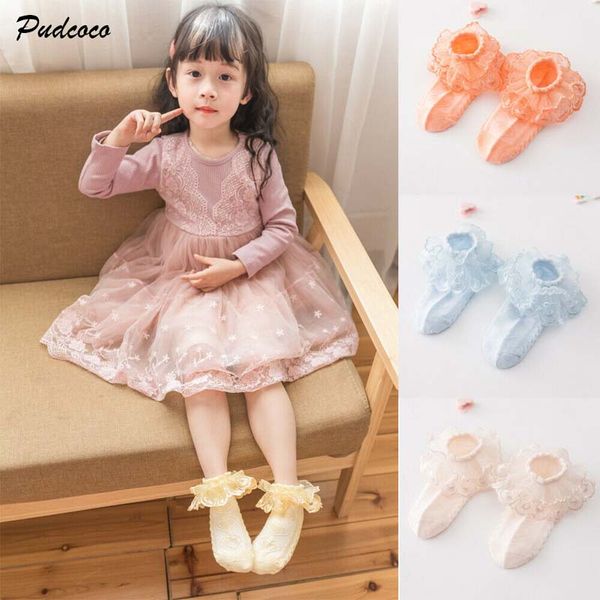 

2019 brand baby girls frilly bow lace tutu short socks infant newborn toddler ankle socks princess lace birthday party, Pink;yellow