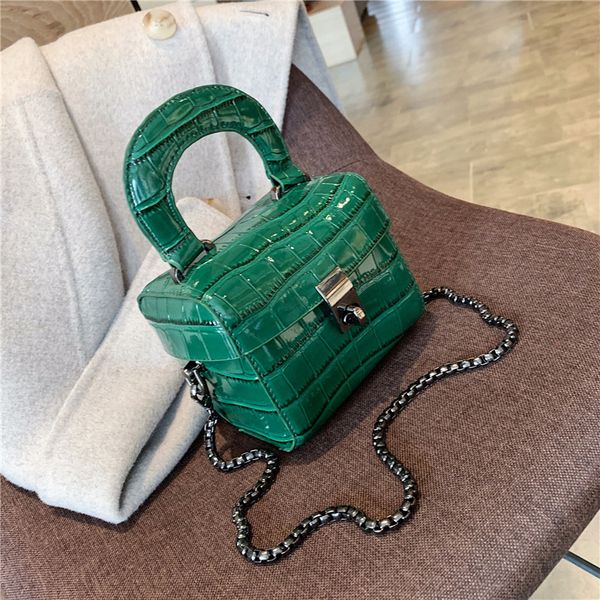 

ladies shoulder bag new crocodile pattern handbag small square box box bag korean chain diagonal