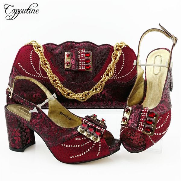 

selling rhinestone woman shoes and bag set for party italian fashion pumps 8.5cm shoes and bags to match set for new year, Black