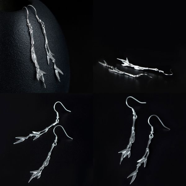 

925 s tremella nail woman literature concise bamboo eardrop long fund originality bamboo leaf steadily high ear hook, Golden